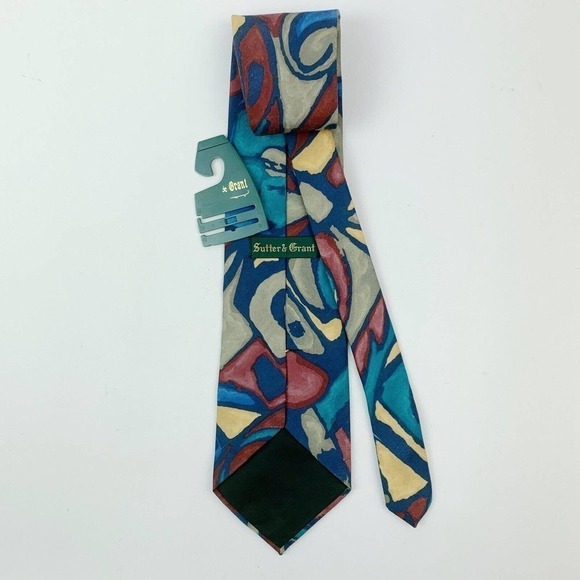 VINTAGE Sutter & Grant Men’s Tie Polyester Abstract Floral Made in USA 58 x 3.9" - Picture 9 of 9
